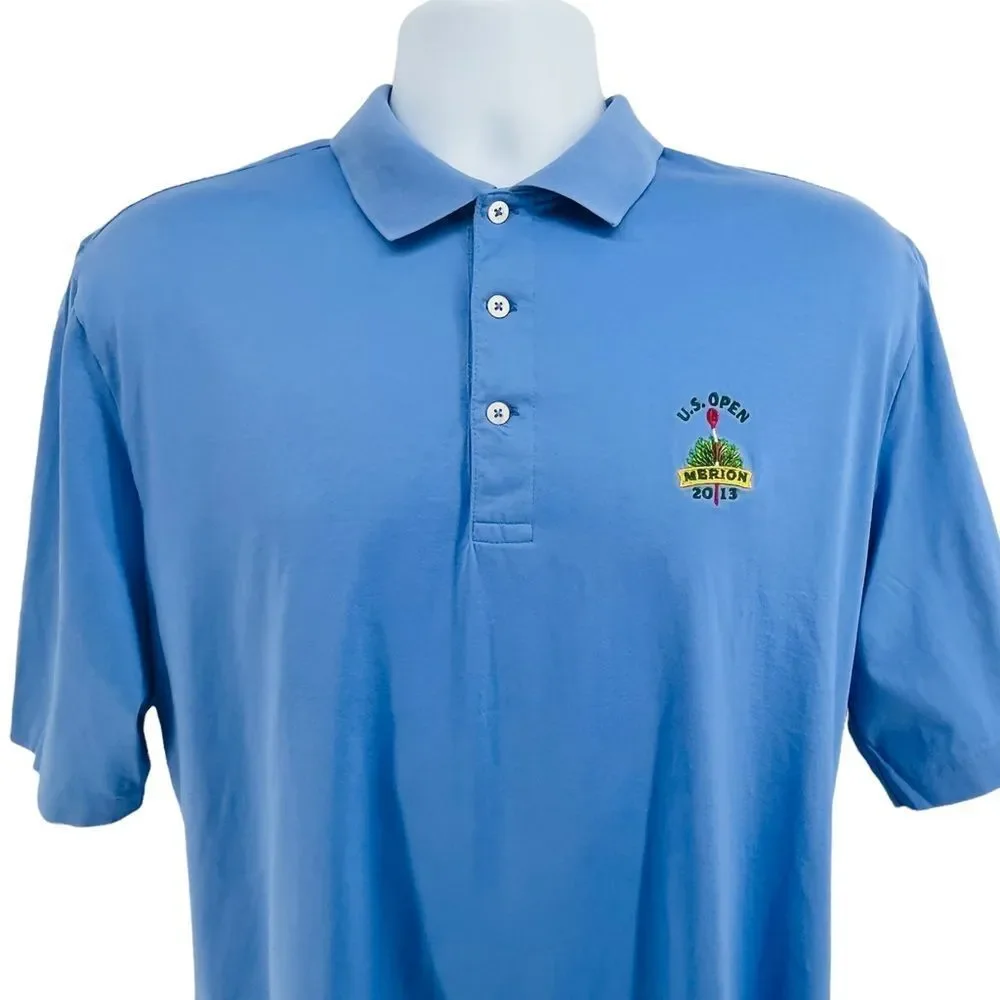 Polo Golf Ralph Lauren Polo Shirt Blue Pima Cotton U.S. Open Merion 2013 L 10222